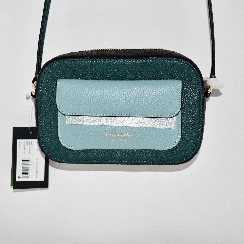 kate spade Ava colorblock leather crossbody in Artesian green multi #KD951 NWT